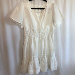 Anthropologie White Linen Blend Dress - Size Large